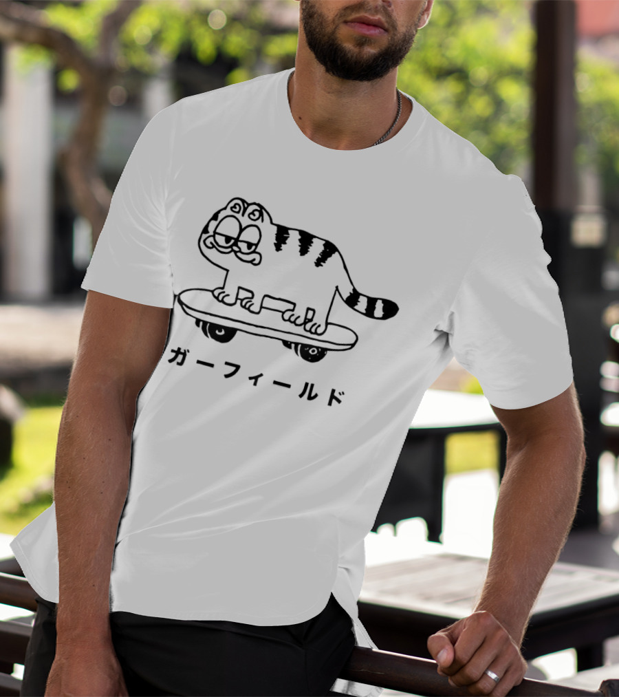 Garfield Cat Skateboard ガーフィールド T-Shirt