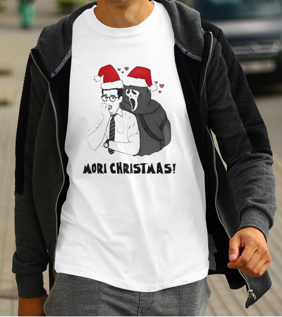 Ghostface Mori Christmas Santa Hats And Hearts T-Shirt