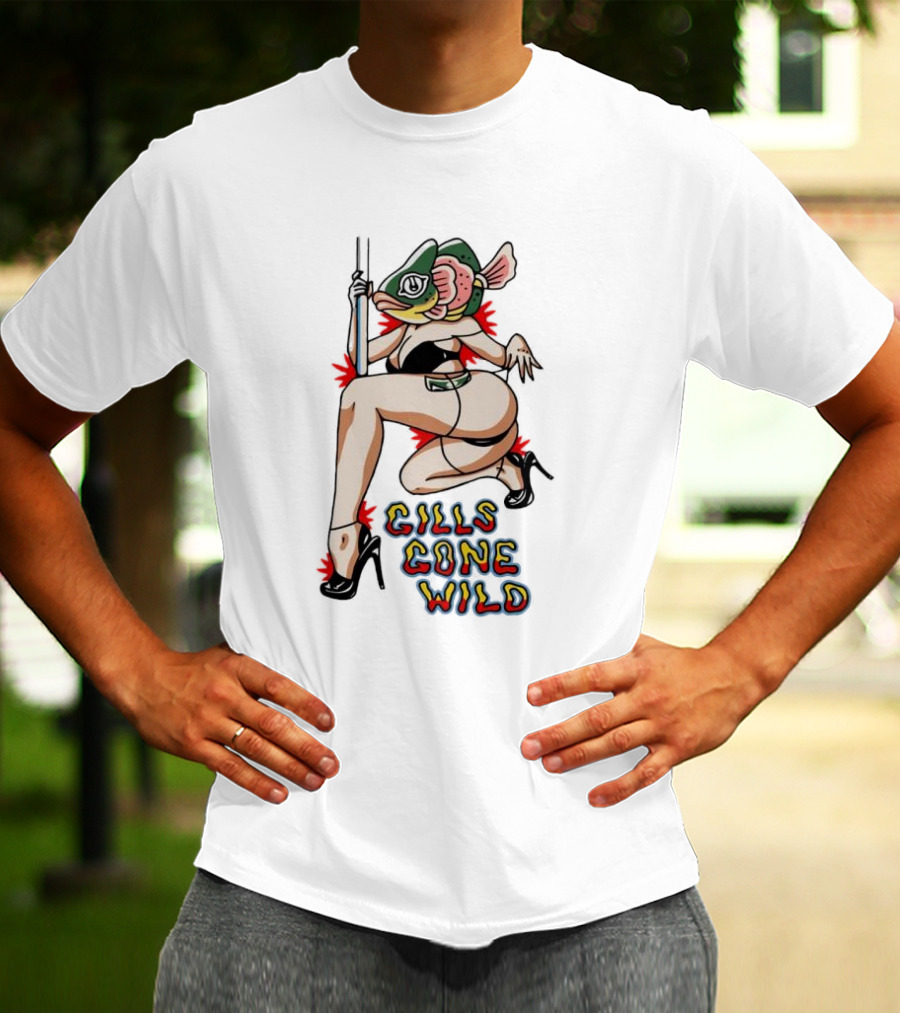 Gills Gone Wild Fish-Headed Dancer On Pole T-Shirt