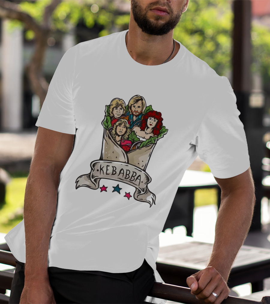Kebabba Kebab 70s Style Characters In Wrap With Stars T-Shirt