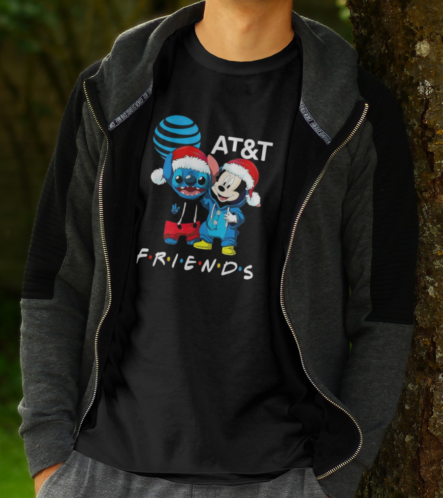 AT&T Christmas Friends Stitch And Mickey Mouse Holiday Cheer T-Shirt