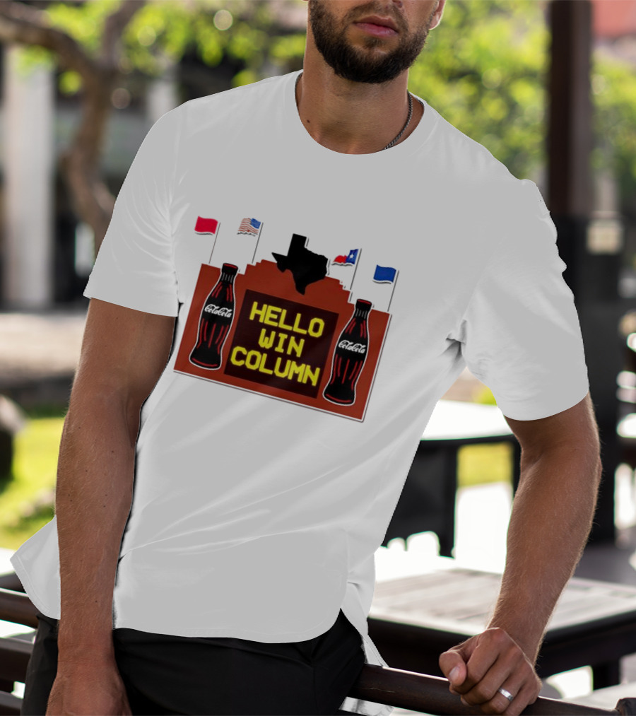Hello Win Column Texas Rangers Flags Coca-Cola T-Shirt