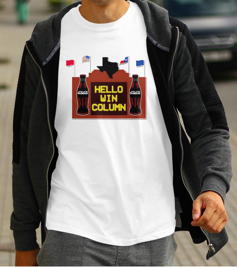Hello Win Column Texas Rangers Flags Coca-Cola T-Shirt