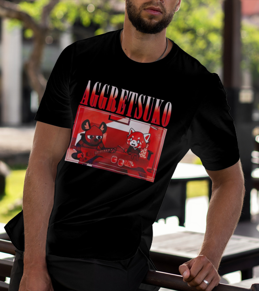 Aggretsuko Haida Couch Red Panda Rock Guitar Scene T-Shirt