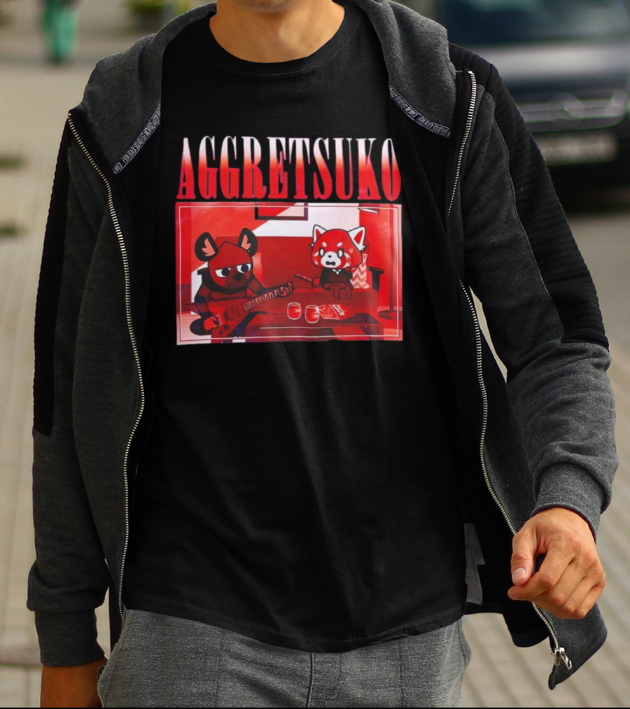 Aggretsuko Haida Couch Red Panda Rock Guitar Scene T-Shirt