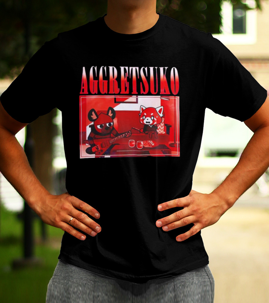 Aggretsuko Haida Couch Red Panda Rock Guitar Scene T-Shirt