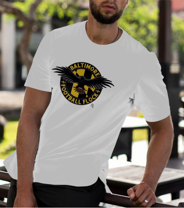 Baltimore Football Flock Raven Maryland Flag Crest T-Shirt