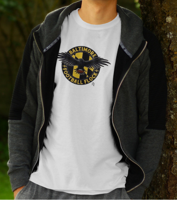 Baltimore Football Flock Raven Maryland Flag Crest T-Shirt