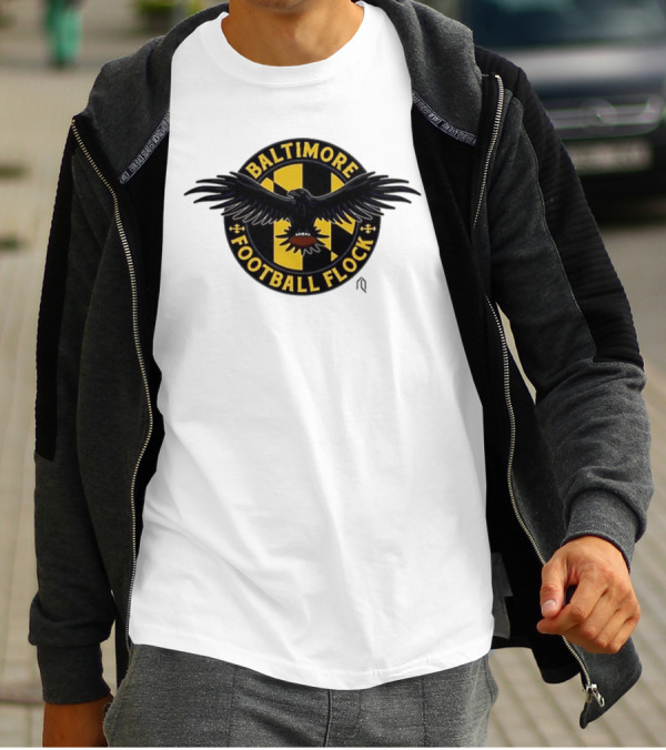 Baltimore Football Flock Raven Maryland Flag Crest T-Shirt