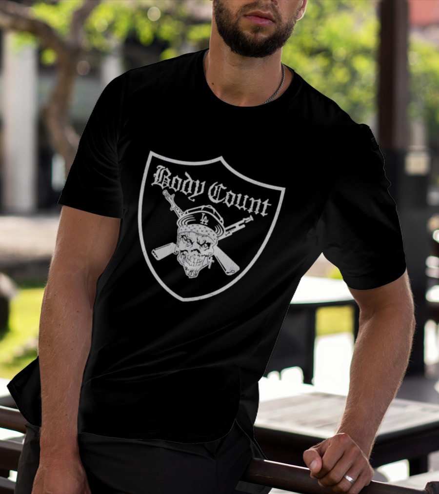 Body Count LA Skull Shield With Crossed Guns T-Shirt