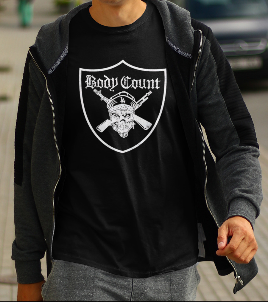 Body Count LA Skull Shield With Crossed Guns T-Shirt