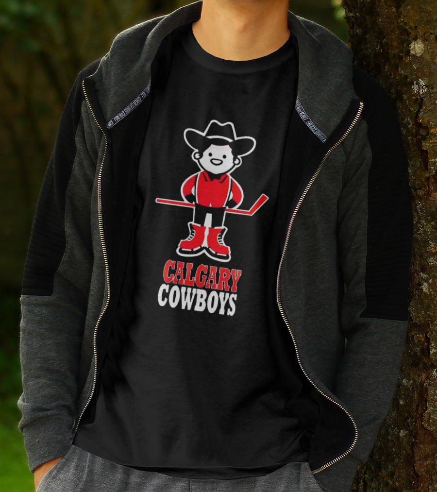 Calgary Cowboys Hockey Player In Cowboy Hat And Boots T-Shirt