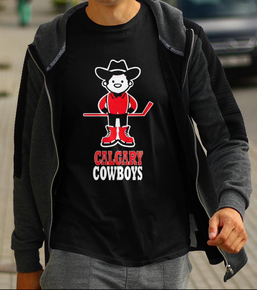 Calgary Cowboys Hockey Player In Cowboy Hat And Boots T-Shirt