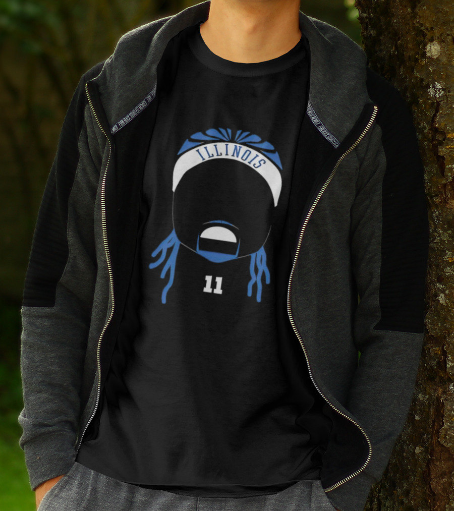 Dee Illinois Number 11 Basketball Icon Headband T-Shirt