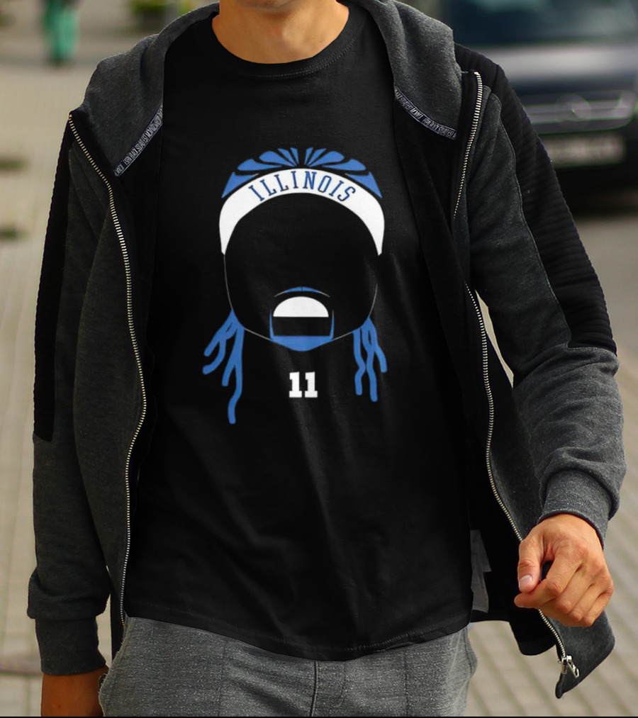 Dee Illinois Number 11 Basketball Icon Headband T-Shirt