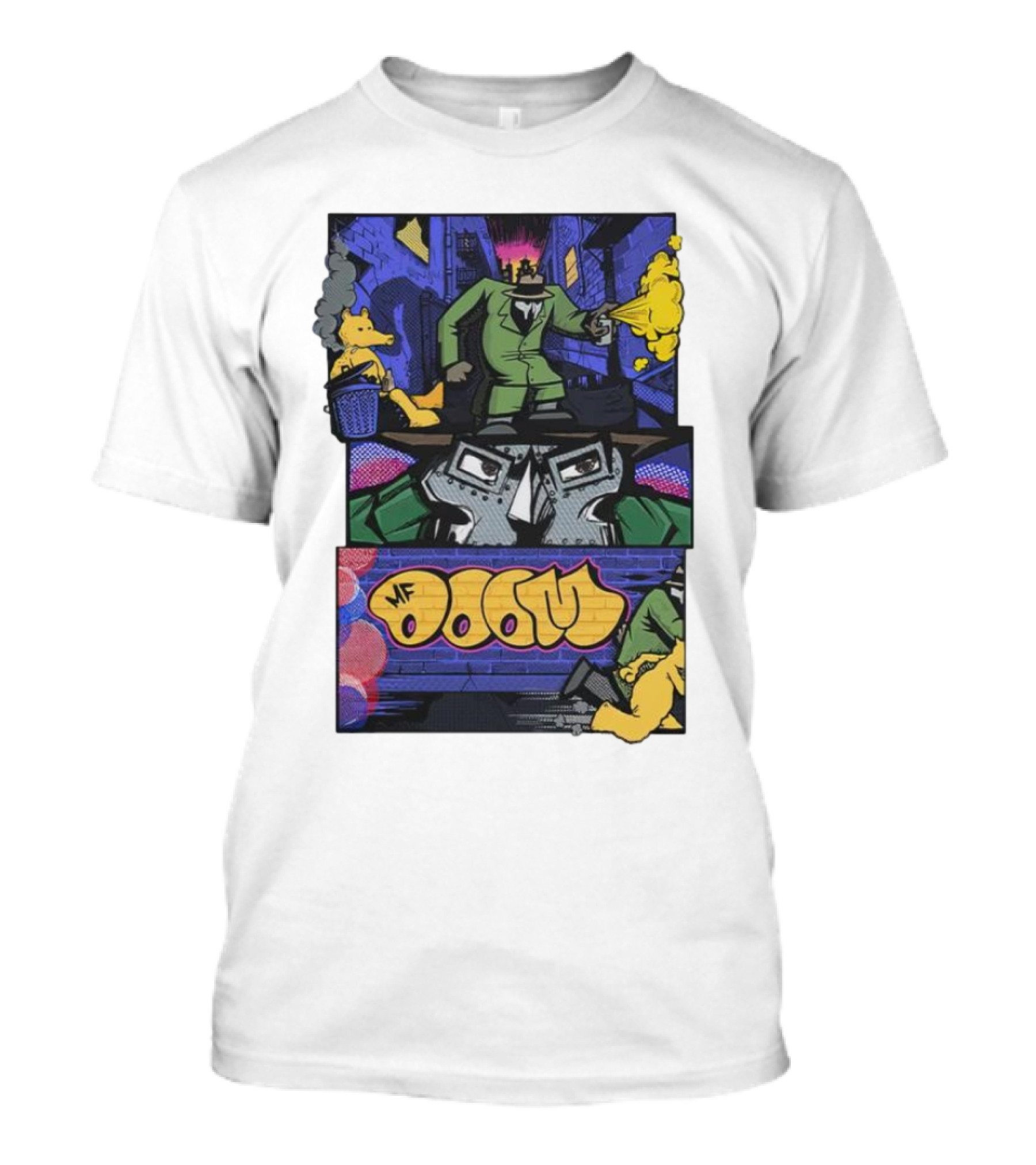 MF Doom Graffiti Comic Street Scene T-Shirt