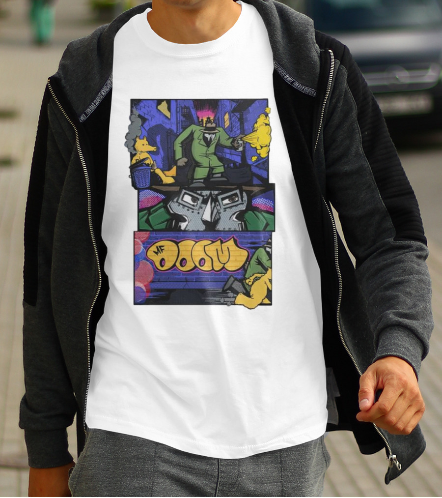 MF Doom Graffiti Comic Street Scene T-Shirt