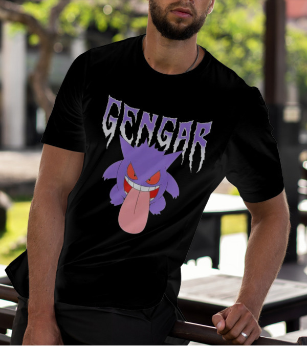 Pokemon Gengar Metal Typography Purple Monster T-Shirt