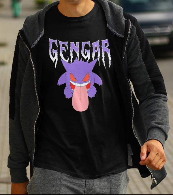 Pokemon Gengar Metal Typography Purple Monster T-Shirt