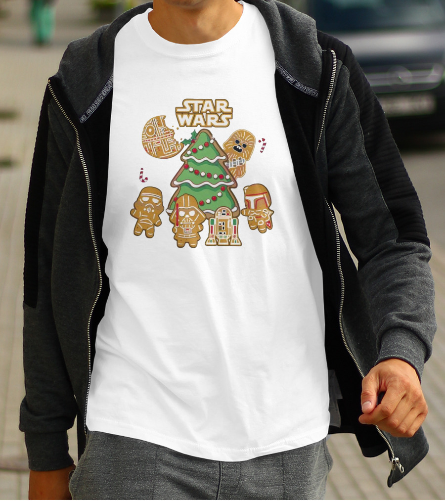 Star Wars Characters Gingerbread Christmas Tree Cookies T-Shirt