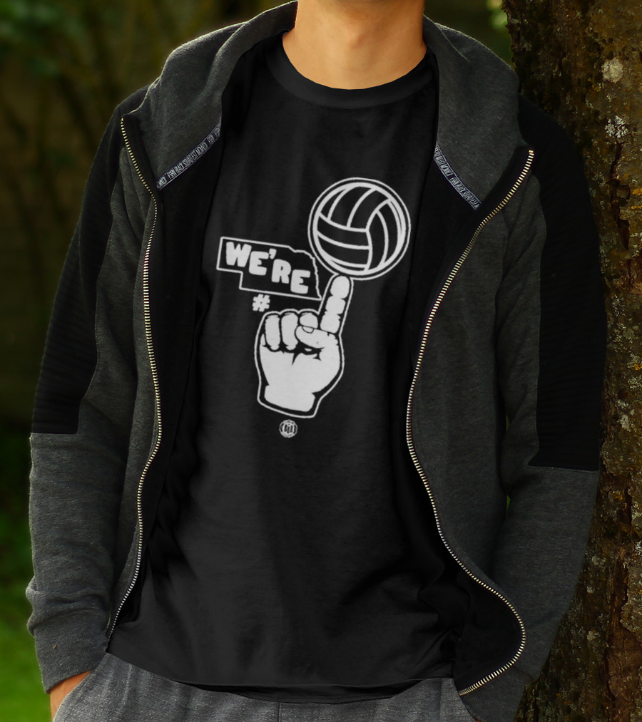 We're Number One Volleyball Finger Pointing T-Shirt
