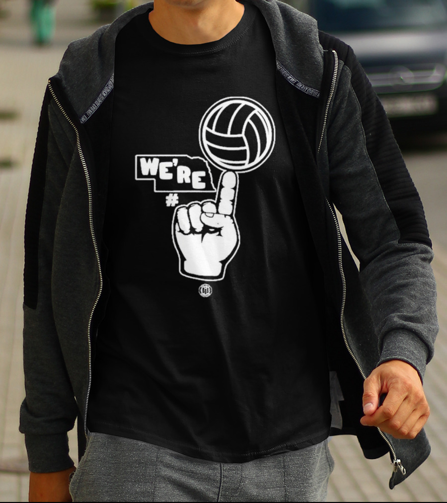 We're Number One Volleyball Finger Pointing T-Shirt
