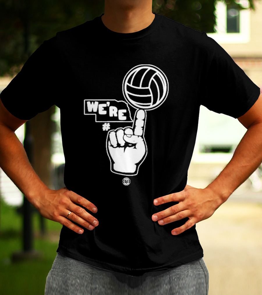We're Number One Volleyball Finger Pointing T-Shirt