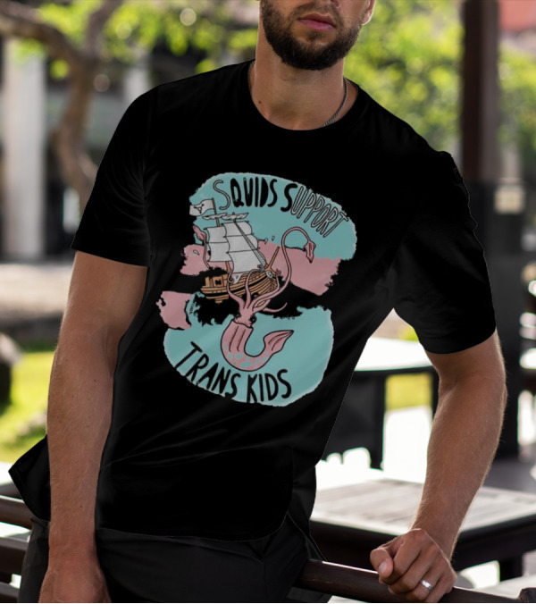 LGBT Squids Support Trans Kids With Pirate Ship T-Shirt