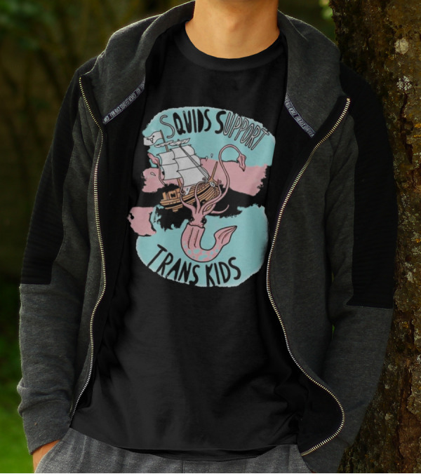 LGBT Squids Support Trans Kids With Pirate Ship T-Shirt