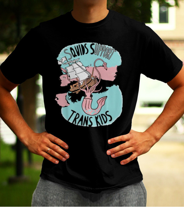 LGBT Squids Support Trans Kids With Pirate Ship T-Shirt