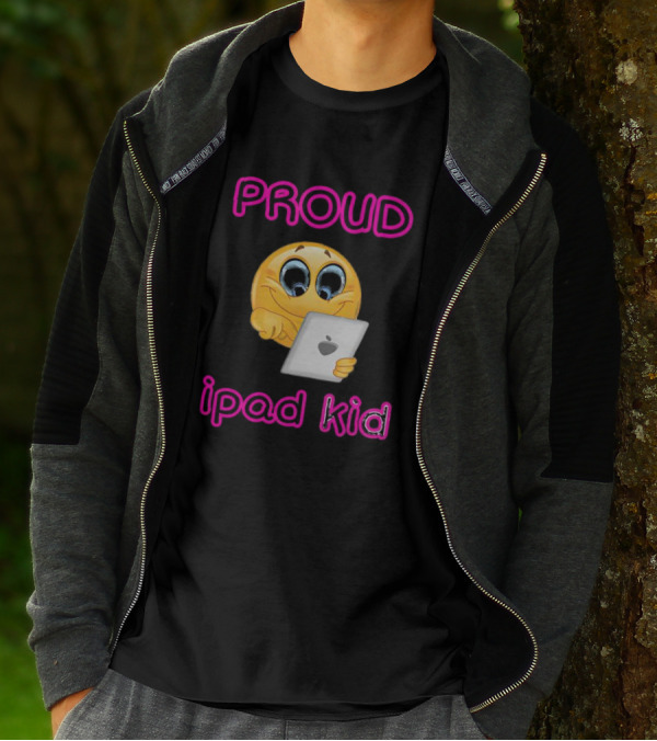 Proud Smile Emoji With IPad Kid T-Shirt