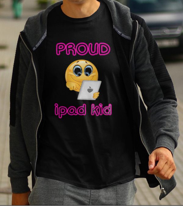 Proud Smile Emoji With IPad Kid T-Shirt