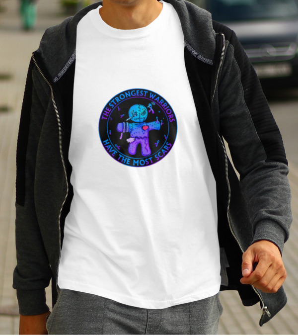 The Strongest Warriors Have The Most Scars Glowing Voodoo Doll T-Shirt