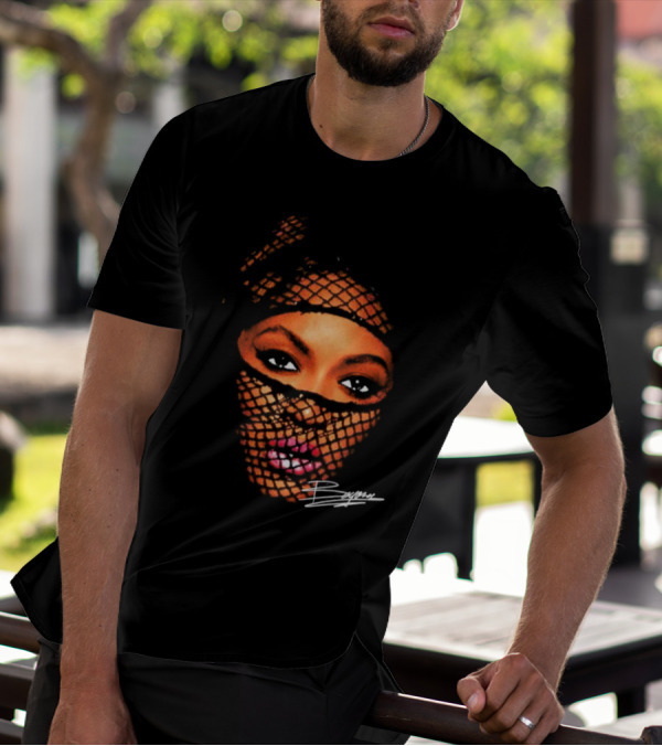 Beyonce Big Face Signature Vintage Mesh Look T-Shirt