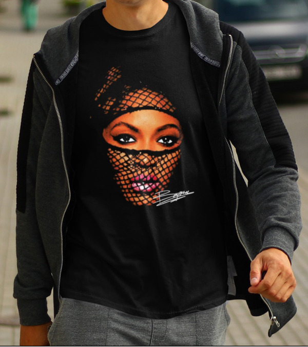 Beyonce Big Face Signature Vintage Mesh Look T-Shirt