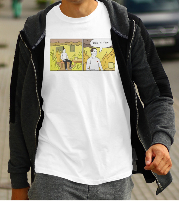 This Is Fine Fire Meme Comic Scene T-Shirt
