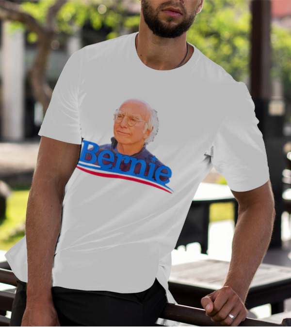 Bernie Larry David Parody With Blue Lettering And Red Stripe T-Shirt