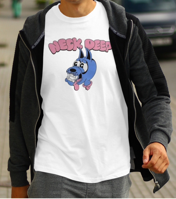 Neck Deep Cartoon Doggo With Drooling Tongue T-Shirt