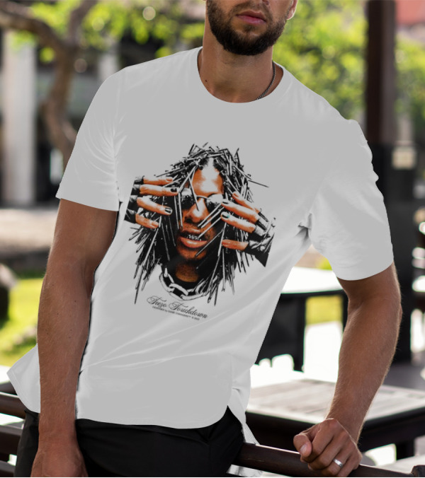 Teezo Touchdown Big Face Vintage Dark Sunglasses And Dreadlocks T-Shirt