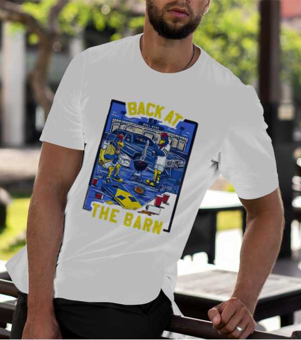 Back At The Barn Roll Hens Tailgate Scene With Cornhole And Grill T-Shirt