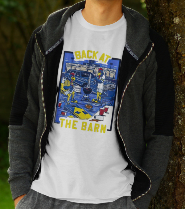 Back At The Barn Roll Hens Tailgate Scene With Cornhole And Grill T-Shirt