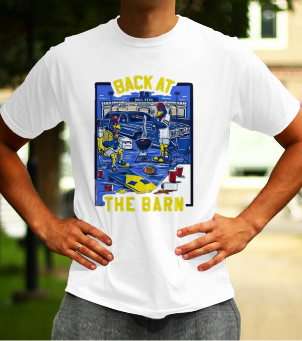 Back At The Barn Roll Hens Tailgate Scene With Cornhole And Grill T-Shirt
