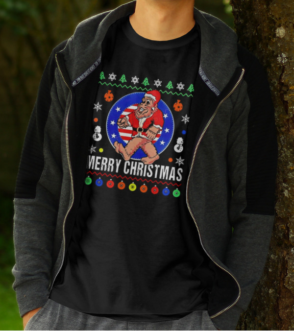 Merry Christmas Bigfoot Santa Claus Festive Holiday T-Shirt