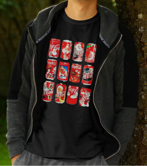 Coca Cola Santa Claus Cans Collection Vintage Holiday T-Shirt