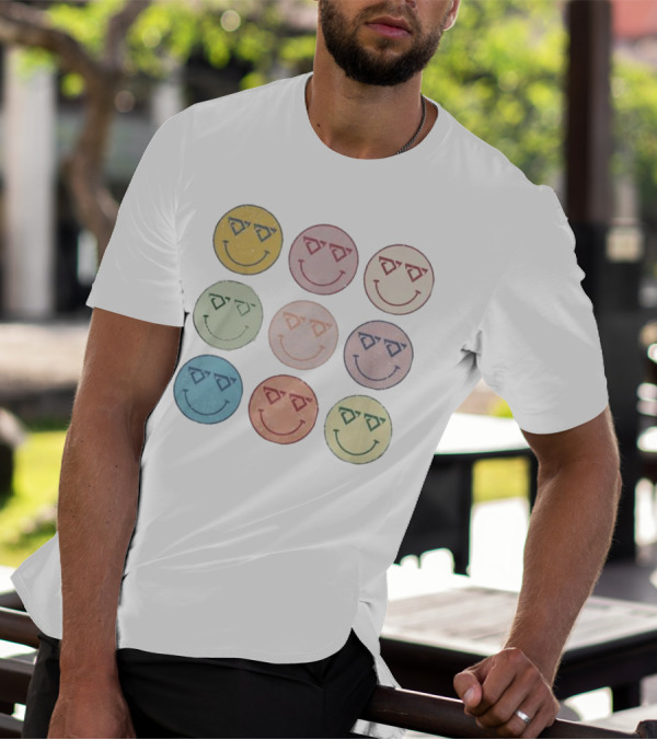 Cody Johnson Cojo Multiple Colorful Smiley Faces T-Shirt