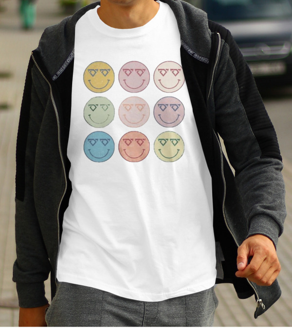 Cody Johnson Cojo Multiple Colorful Smiley Faces T-Shirt
