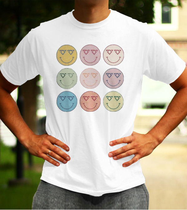 Cody Johnson Cojo Multiple Colorful Smiley Faces T-Shirt