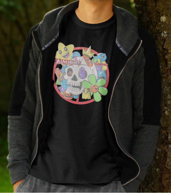 Friends N Monsters Aim Higher Cotton Candy Skull Star Flower T-Shirt