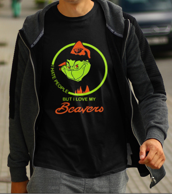 Grinch I Hate People But I Love My Oregon State Beavers Christmas T-Shirt