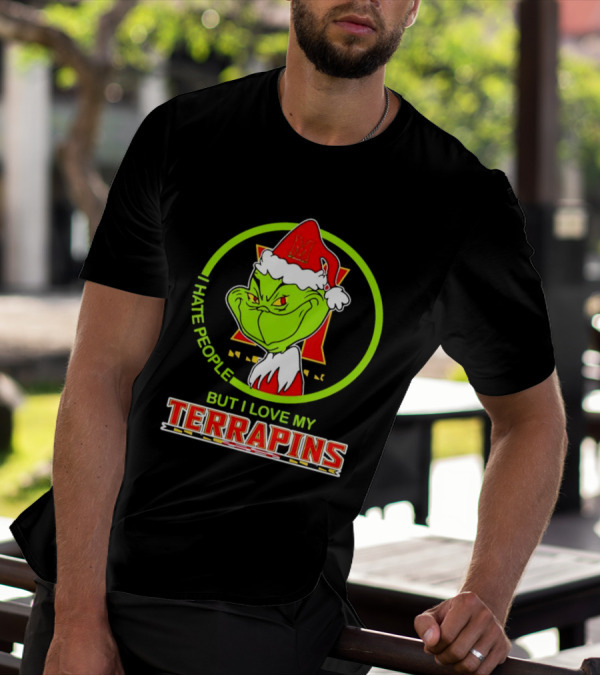 Grinch I Hate People But I Love My Maryland Terrapins Christmas T-Shirt